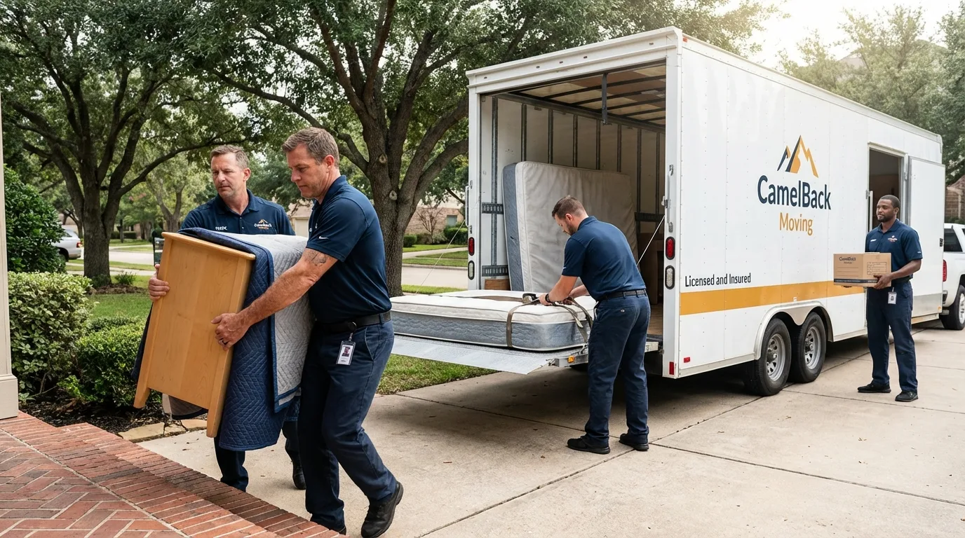 Crew loading residential truck for cross-state move from Lebanon, IL