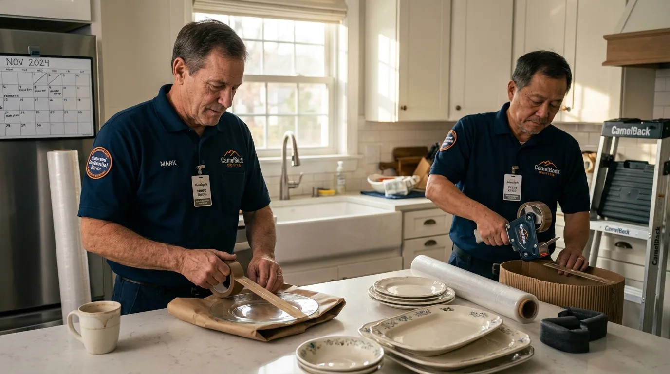 Professional crew packing kitchen dishware in Lebanon, IL